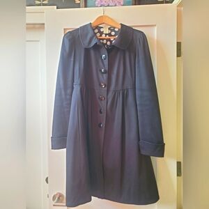 Cute Vintage Feminine F21 Empire Waist Black Dress Coat Sz L